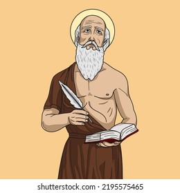 Saint Jerome Doctor Colored Vector Illustration