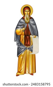 Saint Joanikije of Devic in Byzantine style isolated