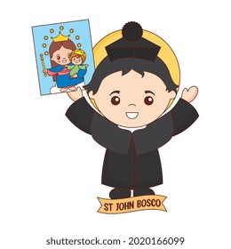 saint john bosco cartoon isolated over white background. vector illustration