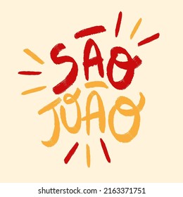 São João. Saint John. Brazilian Portuguese Hand Lettering Calligraphy. Vector.