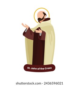 Saint John of the Cross vector illustration. Feast December 14th. Catholic Saint.