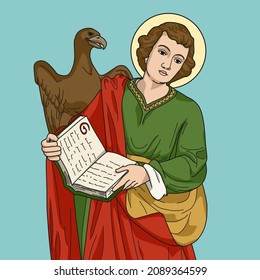 Saint John The Evangelist And Apostle Color Vector Illustration