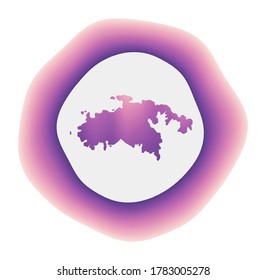 St. John-Ikone. Farbiges Farbverlauf-Logo der Insel. Violett roter Johannes abgerundetes Schild mit Karte für Ihr Design. Vektorgrafik.