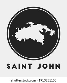 Icono de San Juan. Logo redondo con mapa y título de la isla. Elegante placa de San Juan con mapa. Ilustración vectorial.