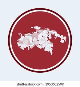 Saint John icon. Trendy tech logo of the island. Geometric mesh round design. Technology, internet, network, telecommunication concept. Vector illustration.