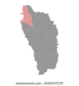 Mapa de Saint John Parish, división administrativa de Dominica. Ilustración vectorial.