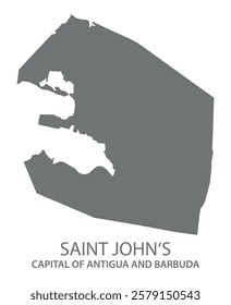 Saint John's capital city map of Antigua and Barbuda grey illustration silhouette