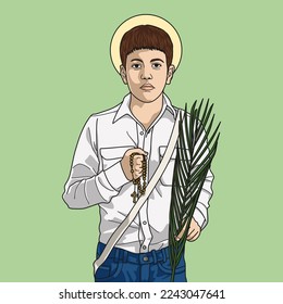 Saint Jose Luis Sanchez del Rio Colored Vector Illustration