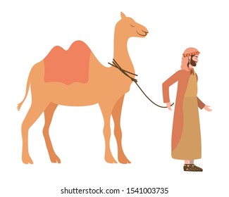 santo joseph com camelo manger personagens vetor ilustração design
