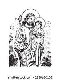 Saint Joseph Child Jesus Vector Catholic Stock Vector (Royalty Free ...