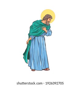 Saint Joseph The Father Of Jesus. Pop Art Retro Vector Illustration Vintage Kitsch 50s 60s Style