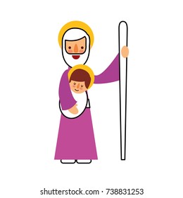 saint joseph holding baby jesus christ christmas manger