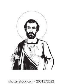 Saint Joseph illustration catholic religious vector