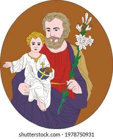 Saint Joseph Jesus Christ Colour Stock Vector (Royalty Free) 1978750931 ...