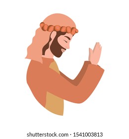 saint joseph manger character icon vector illustration design