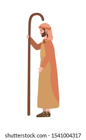 saint joseph manger character icon vector illustration design