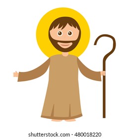 saint joseph manger character vector illustration design