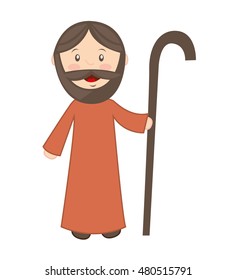 saint joseph manger character vector illustration design