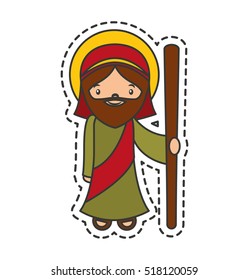 saint joseph manger character vector illustration design