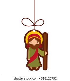 saint joseph manger character vector illustration design