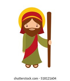saint joseph manger character vector illustration design