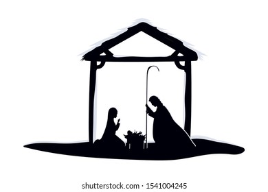 Nativity Silhouette Family Jesus Stock Illustration 1817723678