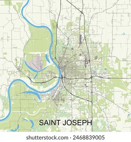 Saint Joseph, Missouri, United States map poster art