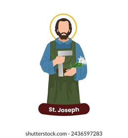 Saint Joseph vector illustration. Feast March 19th. Catholic Saint.