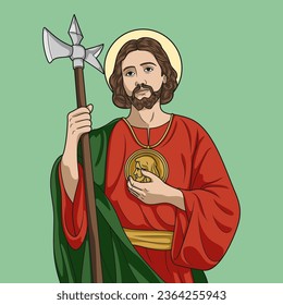 Saint Jude Thaddeus Apostle Colored Vector Illustration