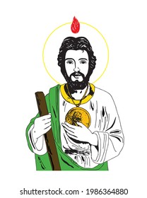 Saint Jude Thaddeus apostle of Jesus Illustration Catholic religious vector