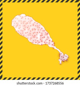 Saint Kitts closed - virus danger sign. Lock down island icon. Black striped border around map with virus spread concept. Vector illustration.