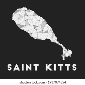 Saint Kitts communication network map with a trendy geometric design on a dark background. Technology, internet, and telecommunication concept vector illustration.