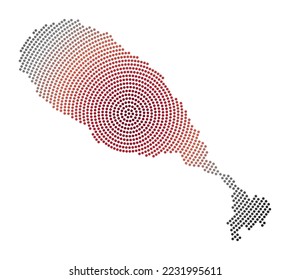 Saint Kitts dotted map. Digital style shape of Saint Kitts. Tech icon of the island with gradiented dots. Beautiful vector illustration.