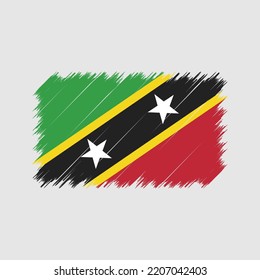 Saint Kitts Flag Brush Strokes Painted