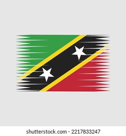 Saint Kitts Flag Brush Strokes Painted
