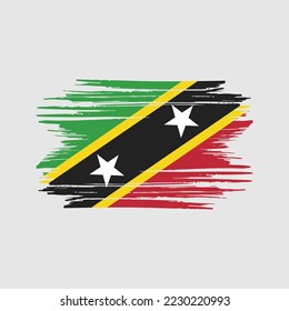 Saint Kitts Flag Brush Vector Illustration