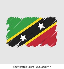 Saint Kitts Flag Brush Vector Illustration