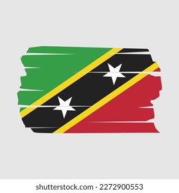 Saint Kitts Flag Brush Vector Illustration