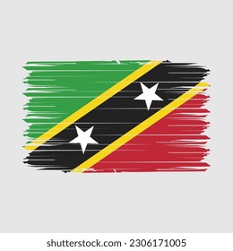 Saint Kitts Flag Brush Vector Illustration