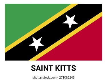 Saint Kitts flag isolated vector in official colors and Proportion Correctly. country's name label in bottom