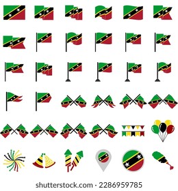 Saint kitts flags icon set, Saint kitts independence day icon set vector sign symbol