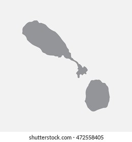 Saint Kitts map in gray on a white background