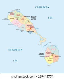 saint kitts and nevis administrative map