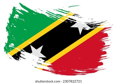 Saint Kitts and Nevis brush stroke flag vector background. Hand drawn grunge style Saint Christopher and Nevis painted isolated banner.