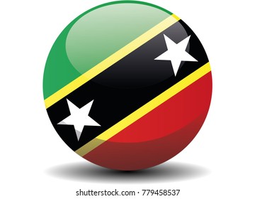 Saint Kitts and Nevis circle button flag background texture. Vector illustration.