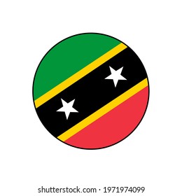 Saint Kitts and Nevis Circle Flag Vector Icon Button for North American Island Concepts. 