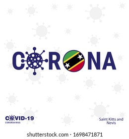 Saint Kitts and Nevis Coronavirus Typography. COVID-19 country banner. Stay home, Stay Healthy. 