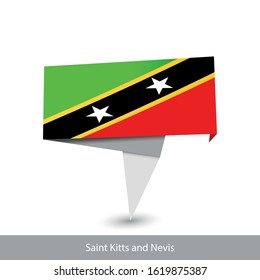Saint Kitts and Nevis Country flag. Paper origami banner. Flat flag vector illustration.