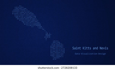 San Cristóbal y Nieves Mapa digital formado con unos y ceros para diseño de visualización de datos