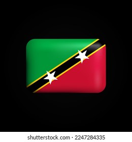 Icono 3D De La Bandera De Saint Kitts Y Nevis. Bandera Nacional de San Cristóbal y Nieves. Ilustración del vector